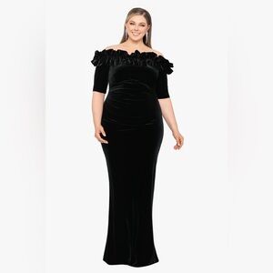 Xscape Black Off-Shoulder Dress